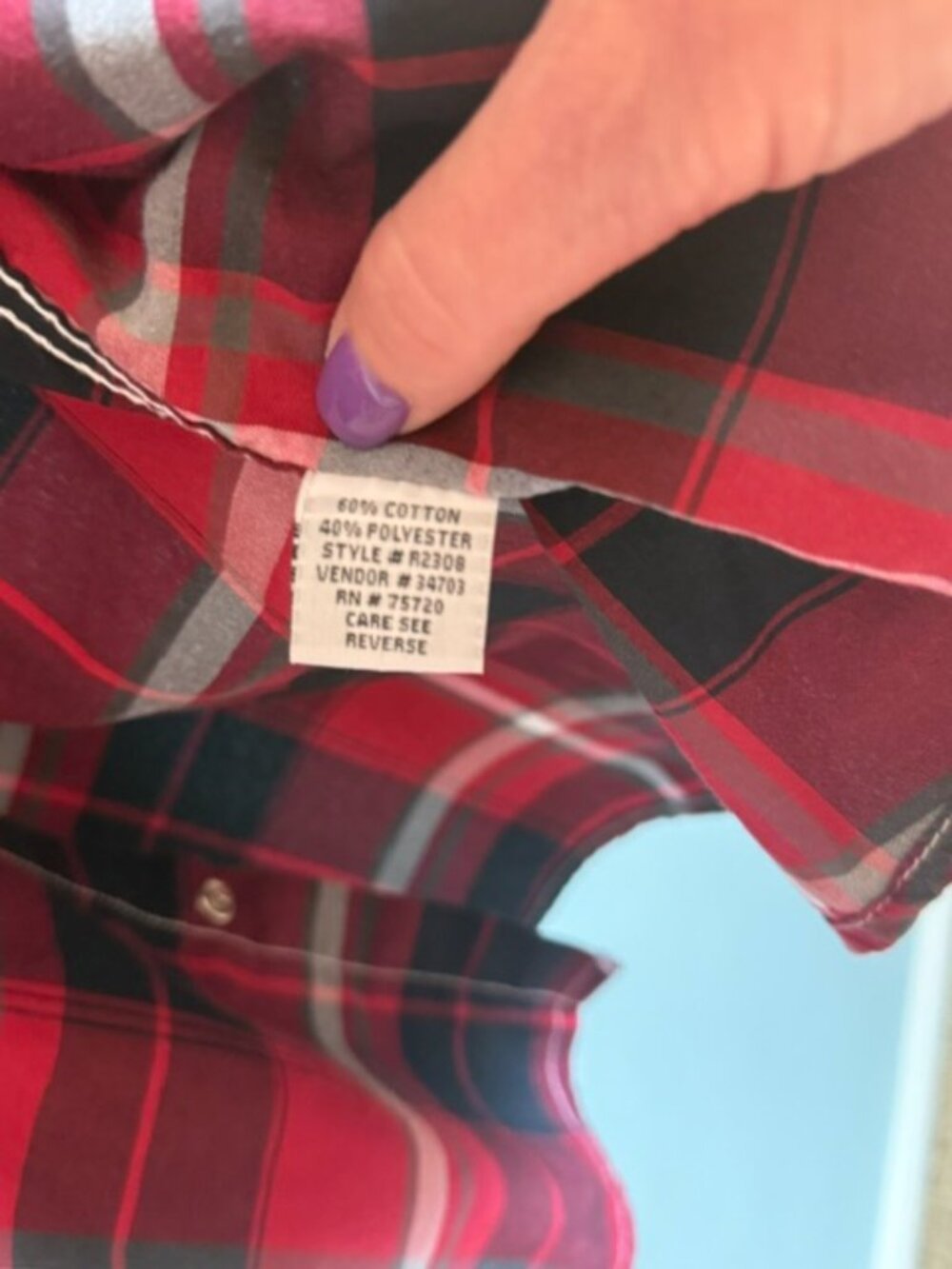 Reclaim Black Red Plaid Button Down Shirt Large L Western Snap Athletic - Picture 7 of 10